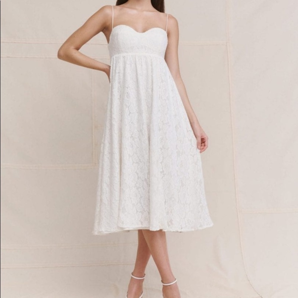 Reformation Evangelina Dress in Ivory, size 0, NWT